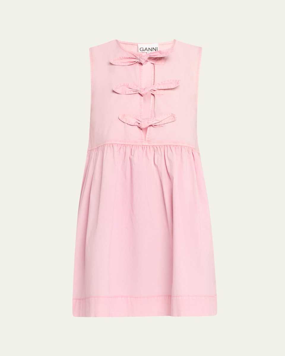 Stretch-Cotton Mini Bow Tie Dress